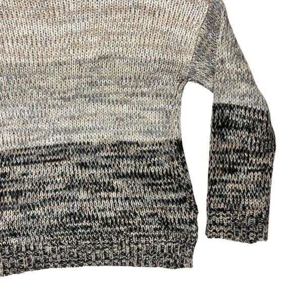 Cupio Chunky Knit Sweater Womens Size X-Large Color Block Gray Black Hi-Lo Hem - Picture 9 of 16